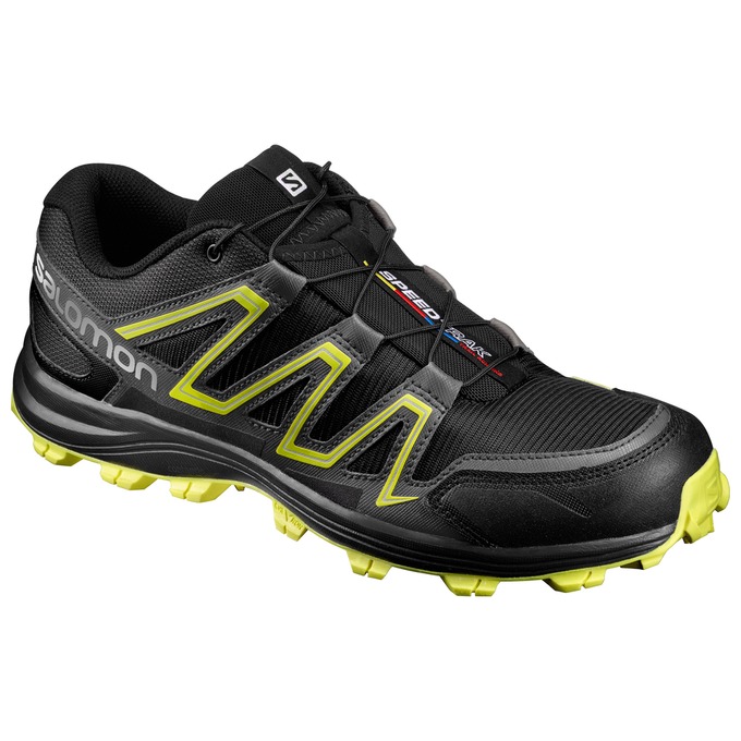 Salomon SPEEDTRAK Zapatillas Trail Running Hombre - Negras / Amarillo - Colombia (01967-VRIK)